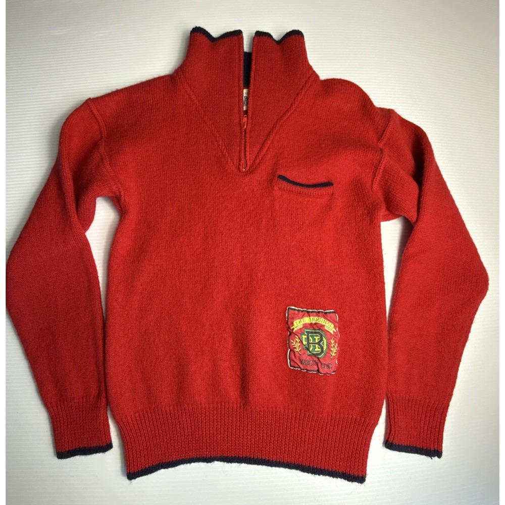 1980s B-D BAGGIES 100% WOOL Red Large PULLOVER SWEATER Made In Hongkong Women - Picture 1 of 8